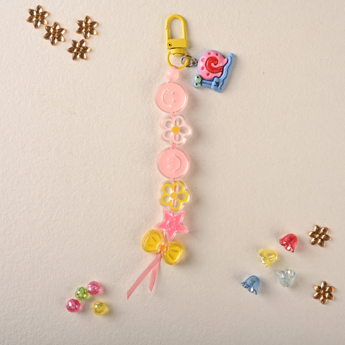 Pink Smiley Flower Bag Charm