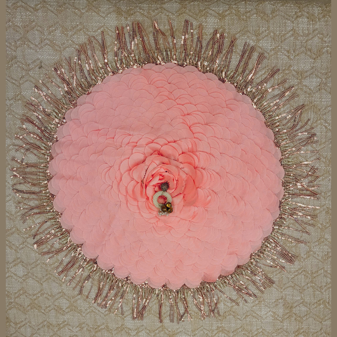 Peach thaal cover, top view
