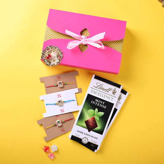 Traditional Floral Kundan Rakhi Set Hamper