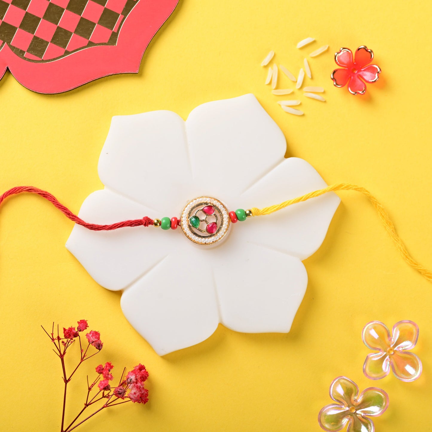 3 Stoned Circular Kundan Rakhi 1