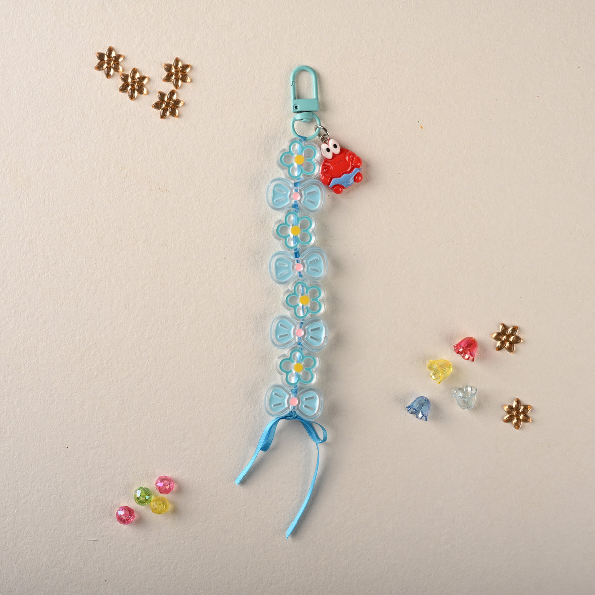 Pastel Flower Bow Chain Bag Charm