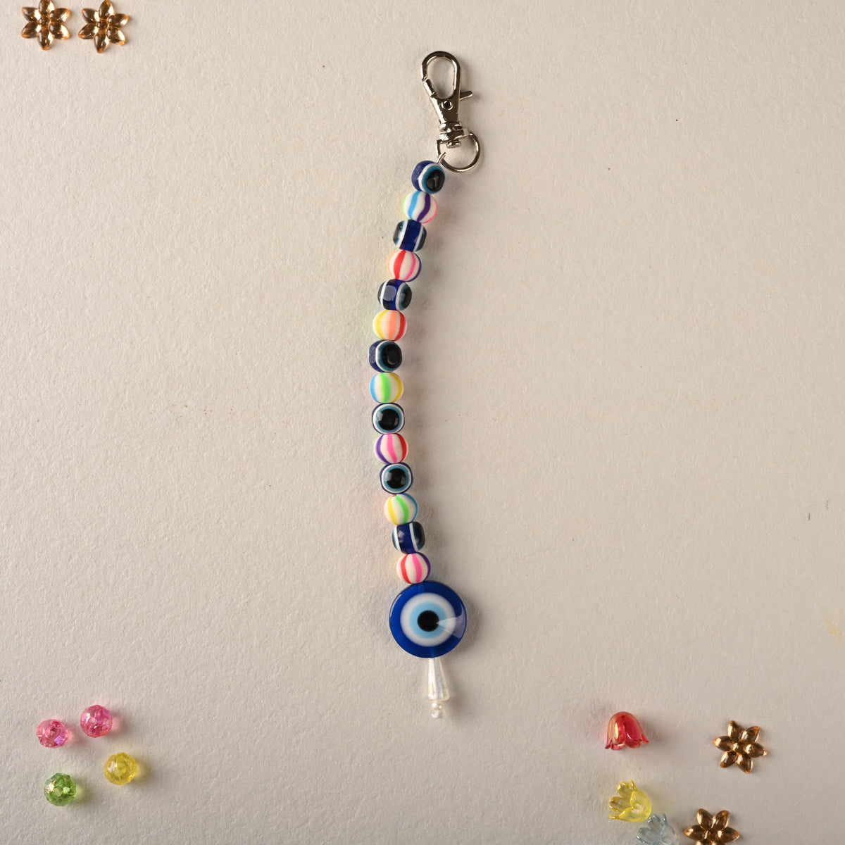 Evil Eye Rainbow Stripe Bag Charm