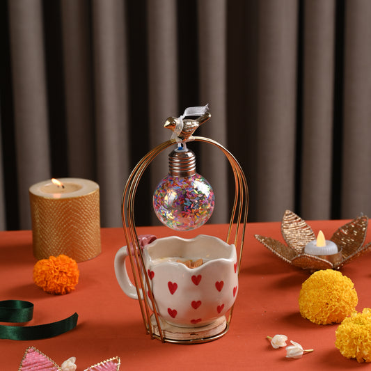 Heart Mug Candle with Bird Cage