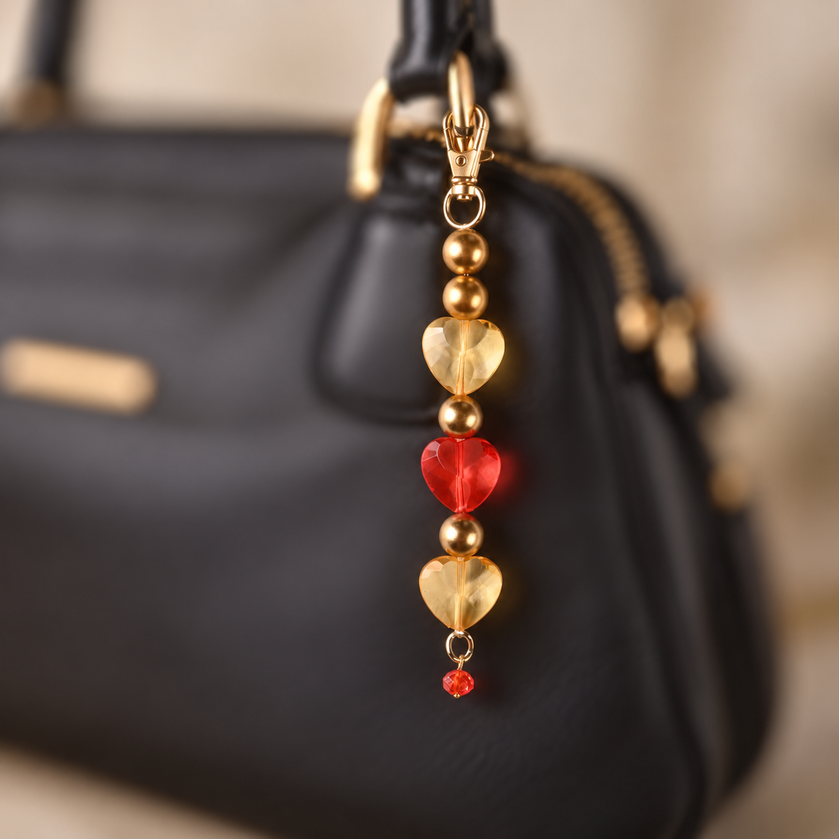 Golden Hearts Bag Charm