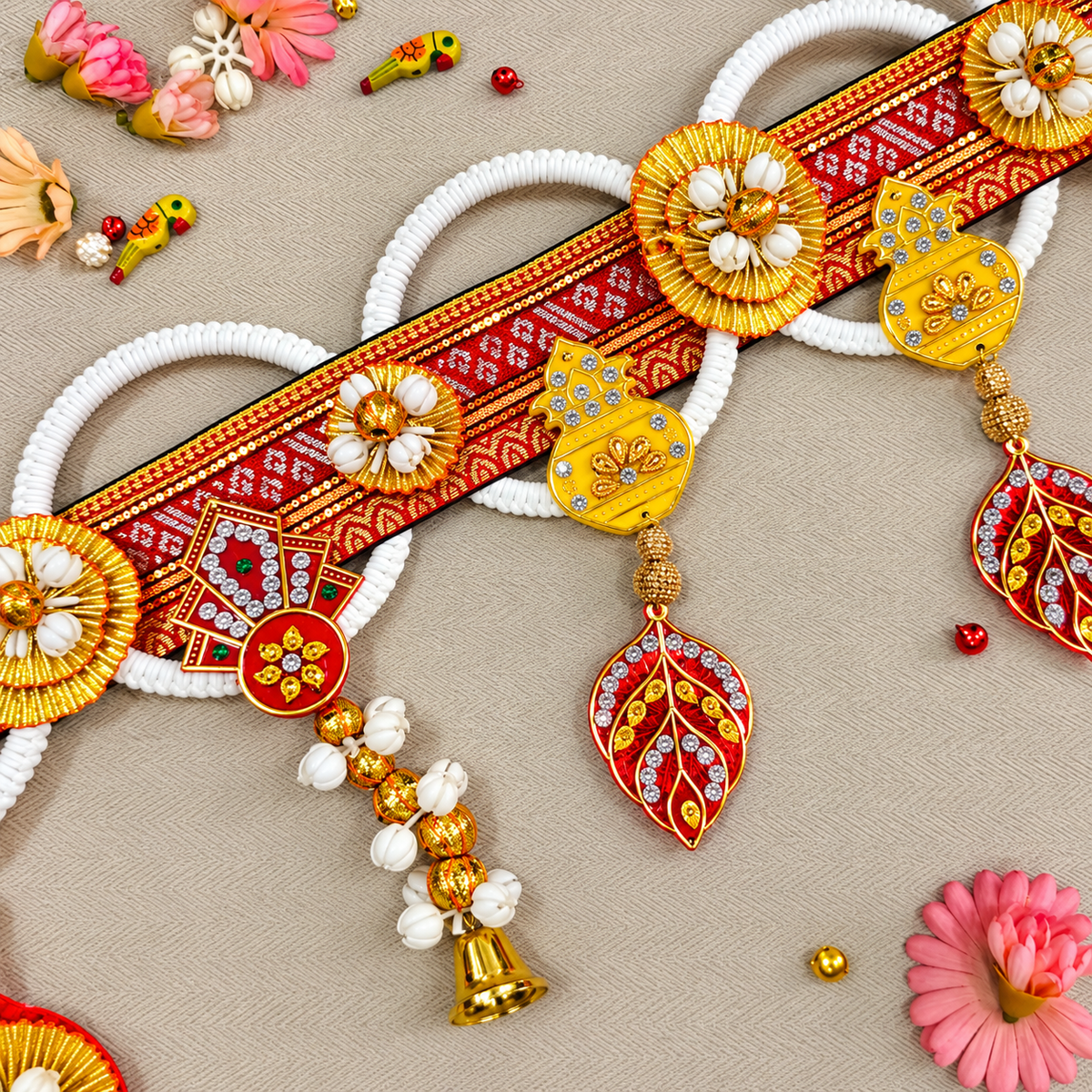 Kalash & Leaf Bandarwal with Pearl Rings and Bells