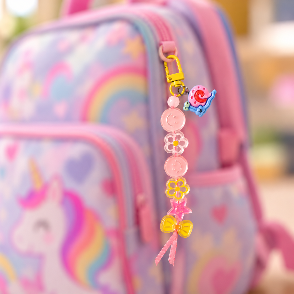 Pink Smiley Flower Bag Charm