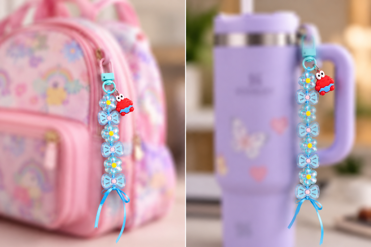 Pastel Flower Bow Chain Bag Charm